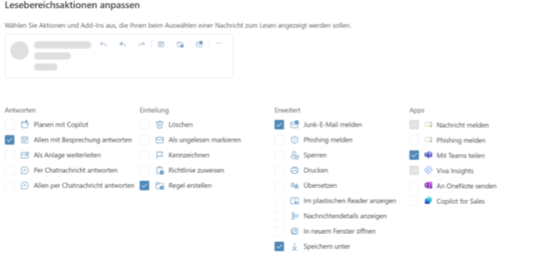 Personalisierungsmöglichkeiten des neuen Outlooks